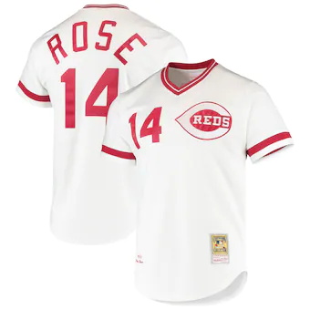 mens mitchell and ness pete rose white cincinnati reds coop